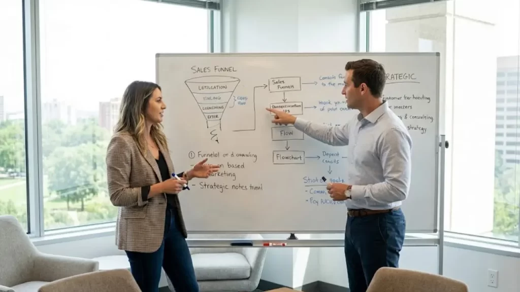 Pessoa verificando resultados de gestão de tráfego para negócios locais no celular.