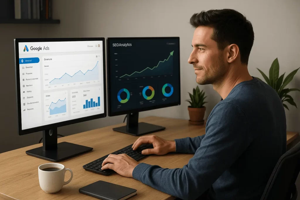 Estratégia de marketing digital unindo Google Ads e SEO