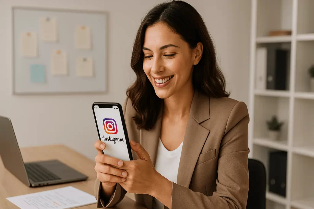 Empreendedora usando Instagram como ferramenta de vendas