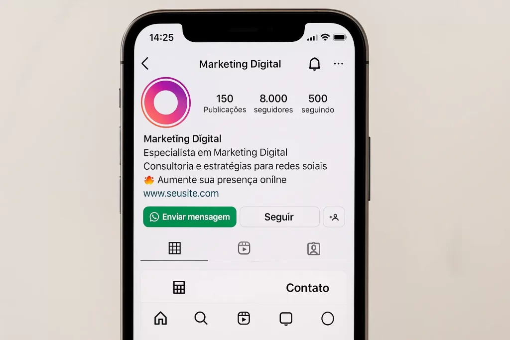 Perfil do Instagram com bio otimizada com palavras-chave estratégicas