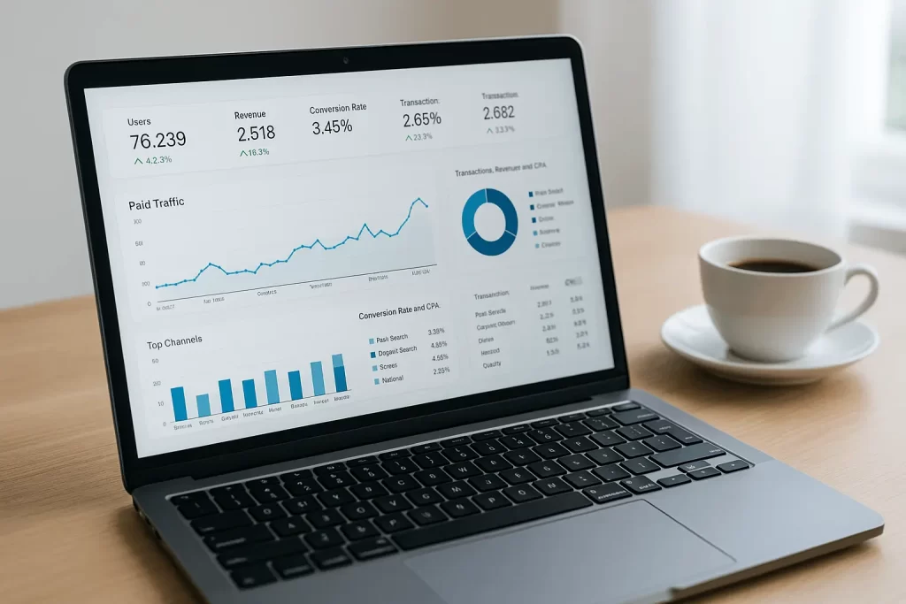 dashboard com métricas de tráfego pago