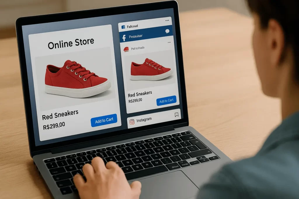 “Exemplo prático de remarketing no Facebook e Instagram Ads”.