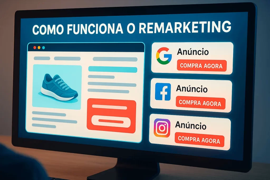 “Como funciona o remarketing: anúncios digitais perseguindo usuários online”.