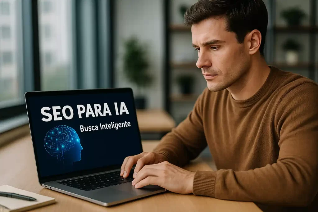 Equipe de marketing analisa métricas de engajamento e CTR para fortalecer SEO para IA.
