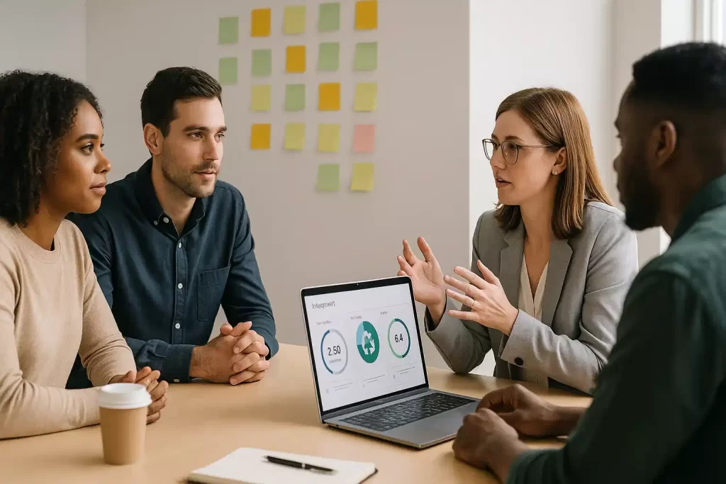 Time alinhando metas de impacto e métricas comerciais para transformar propósito em resultados.