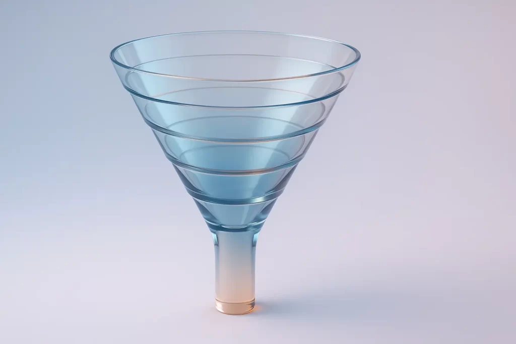 Diagrama mostrando estágios de atração, consideração e decisão.