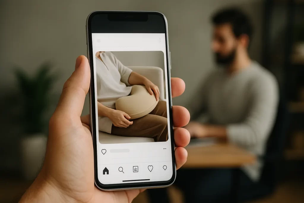 Exemplo de anúncio silencioso em feed mobile com criativo visual limpo e sem texto.
