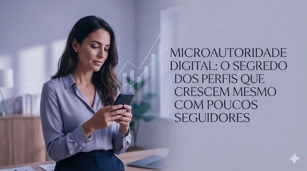 Criador de conteúdo à frente do portátil, planeando conteúdos e estratégias para fortalecer a microautoridade digital.